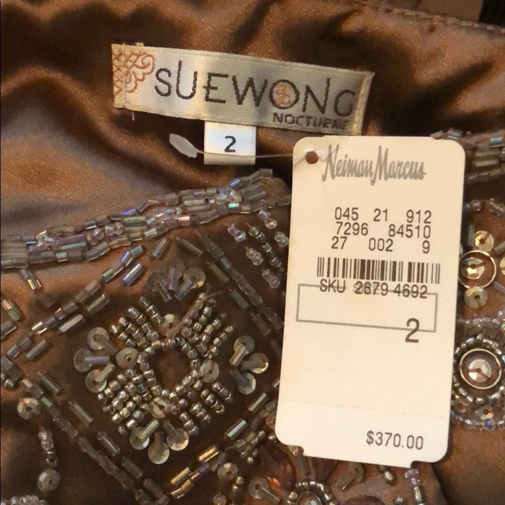 Sue Wong Nocturne Beaded Empire Pleated Bubble Hem Cocktail Dress 2 NWT / Flaw* - Picture 8 of 9